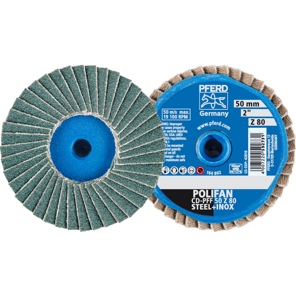 Pferd COMBIDISC Zirkon Mini-POLIFAN CD Ø 50mm Z80 für gehärteten Stahl