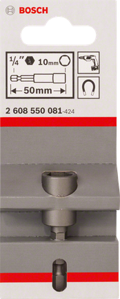 Bosch 10mm Sechskant-Steckschlüssel, 50mm Länge., Steckschlüsseleinsatz, 10 mm, 1/4 Zoll, 50 mm, Bosch