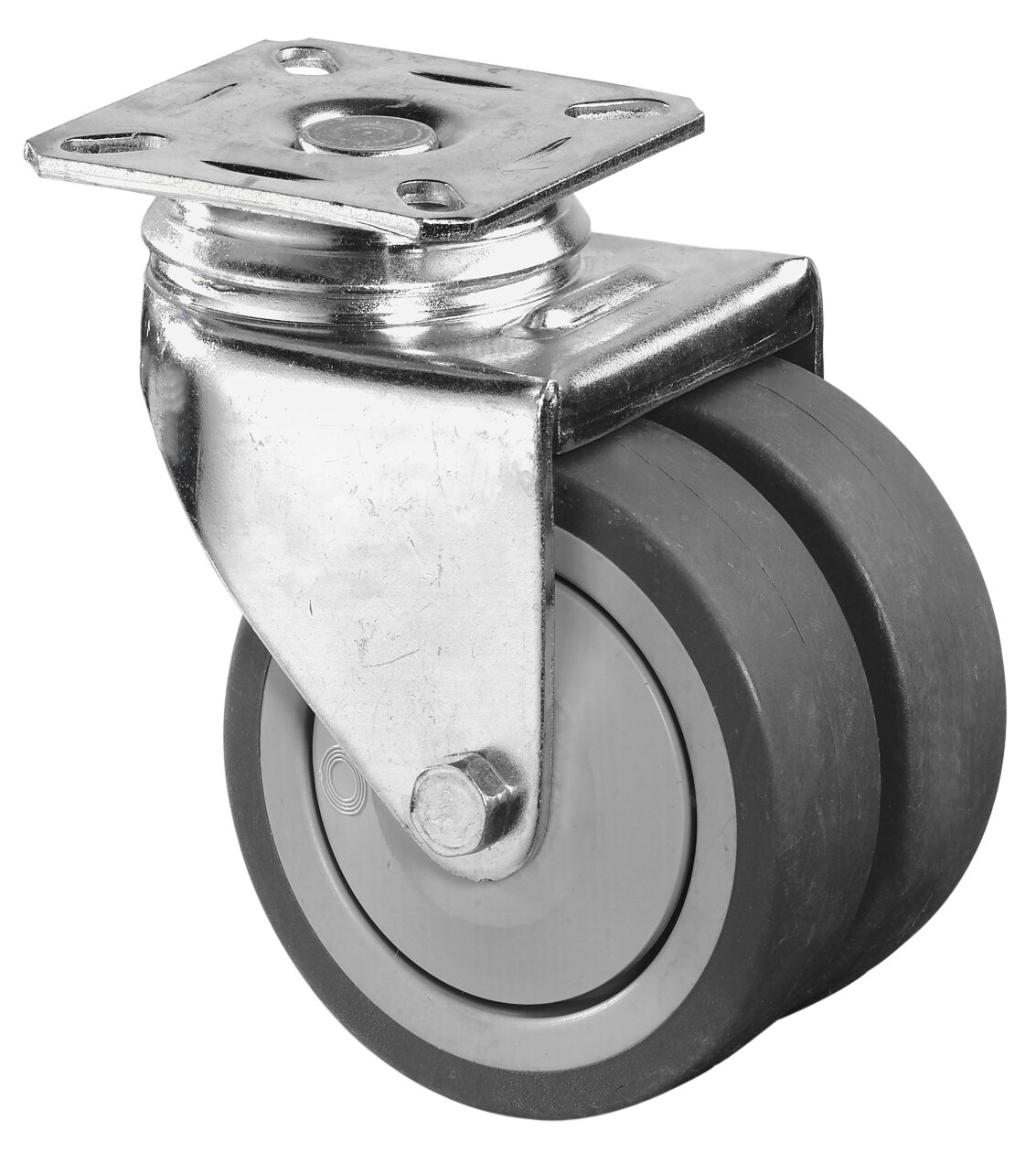BS Rollen Apparatedoppelrolle B100.A85.075 Lenkrolle Gummirad 75mm 120kg Kugellager