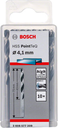 Bosch HSS Twist Drill Bit PointTeQ 4.1mm set., Metallbohrer, HSS-Spiralbohrer, 4,1 mm, Bosch, Silber