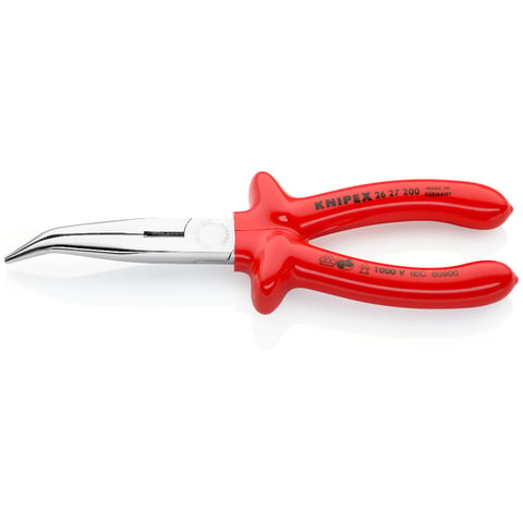 Knipex Flachrundzange mit Schneide (Storchschnabelzange) tauchisoliert VDE-geprüft 200mm