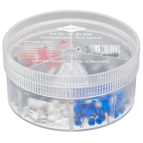 Knipex 97 99 906 Sortimentsbox mit 400 isolierten Aderendhülsen 0,5-2,5 mm²