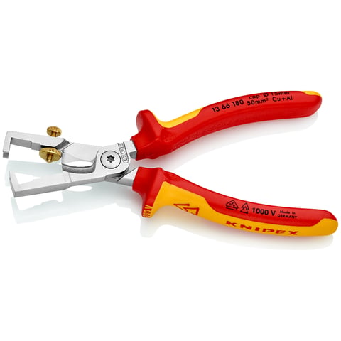 Knipex StriX® Abisolierzange mit Kabelschere 13 66 180 VDE-geprüft chromatiert