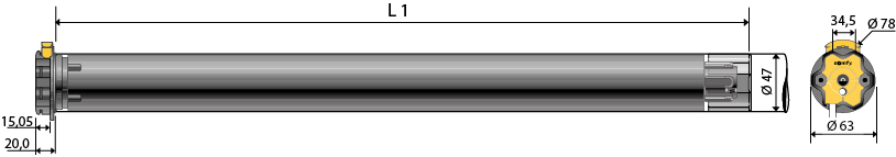Somfy Rohrmotor HiPro LT 50 Atlas 15/17 15Nm inkl. Adapter und Mitnehmer SW 60 i