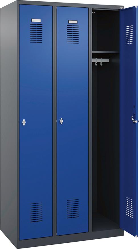 FORUM Garderobenschrank FORUM 3 Abteile RAL 7016/5010 Bodenstehend