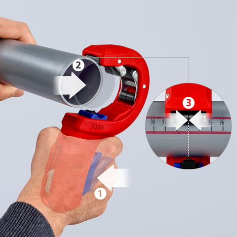 Knipex DP50 Rohrschneider für dünnwandige Kunststoff-Abflussrohre 90 23 01 BK