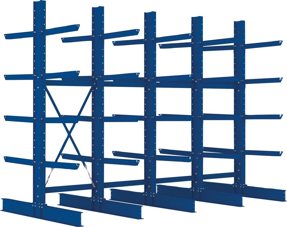 META Kragarmregal Heavy B4090xT2x800xH3000 mm doppelseitig RAL 5010 5 Ebenen Traglast 3150kg