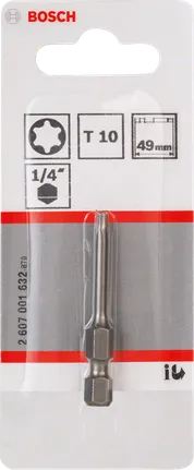 Bosch T10 49mm 1/4 Zoll Sechskantschraubendreher-Bit.