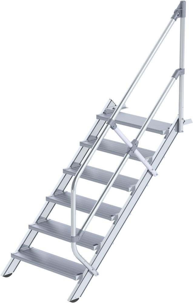 MUNK Alu-Treppe 45 Grad 6 Stufen B 800 mm lichte Höhe 1250 mm Ausladung 1499 mm