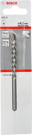 Bosch CYL-3 concrete drill bit 6.5 mm for fast drilling., Betonbohrer, Hartmetallspitze, 6,5 mm, silberfarben, Bosch