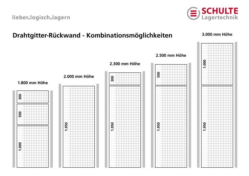 Schulte Drahtgitter-Rückwand 500 x 900 mm glanzverzinkt
