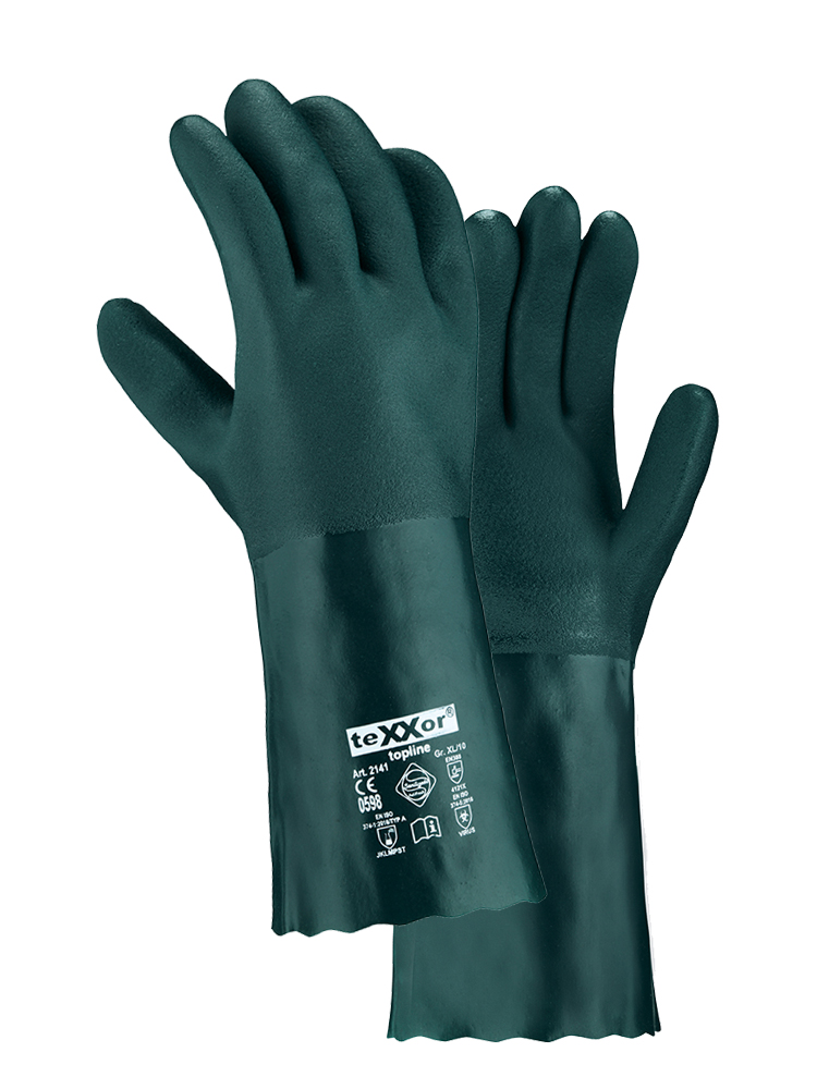 teXXor® topline Chemikalienschutz-Handschuhe PVC GRÜN 10