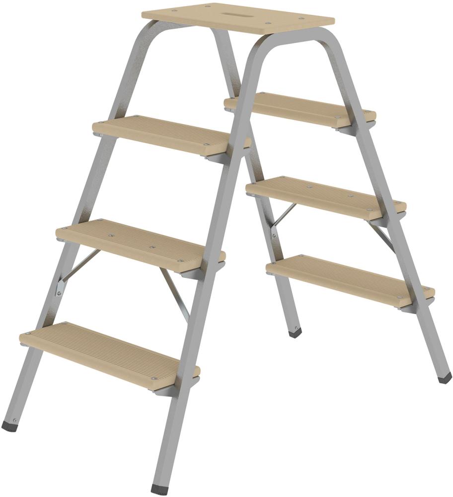 MUNK Stahl-Holz-Tritt 4 Holzstufen Höhe Deckbrett 0,97 m Arbeitshöhe bis 2,80 m