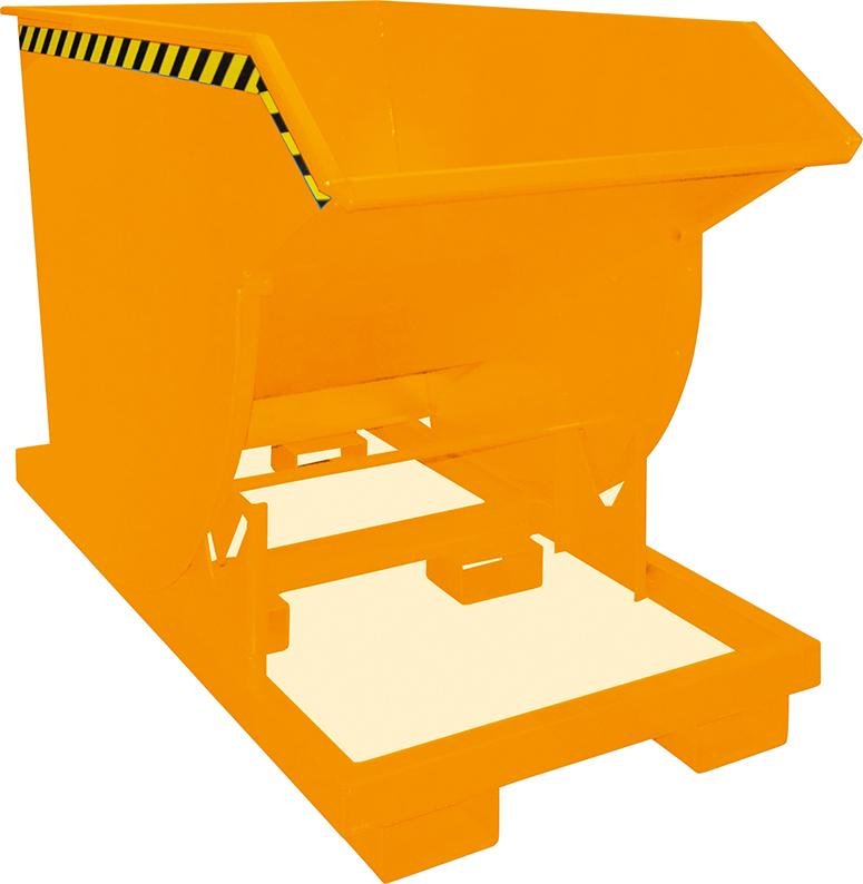 Bauer Südlohn Kippbehälter BKM 1000 l B1060xT1760xH1270 mm RAL2000 Tragkraft 3000kg mit Abrollsystem
