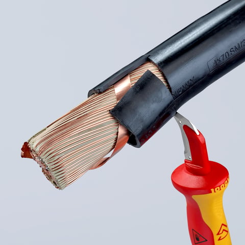 Knipex Abmantelungsmesser 98 55 VDE-geprüft mit Gleitschuh und Hakenklinge 180 mm