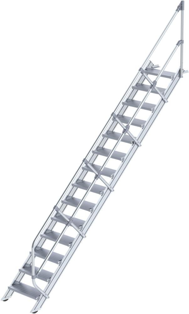 MUNK Alu-Treppe 45 Grad 14 Stufen B 600 mm lichte Höhe 2910 mm Ausladung 3179 mm
