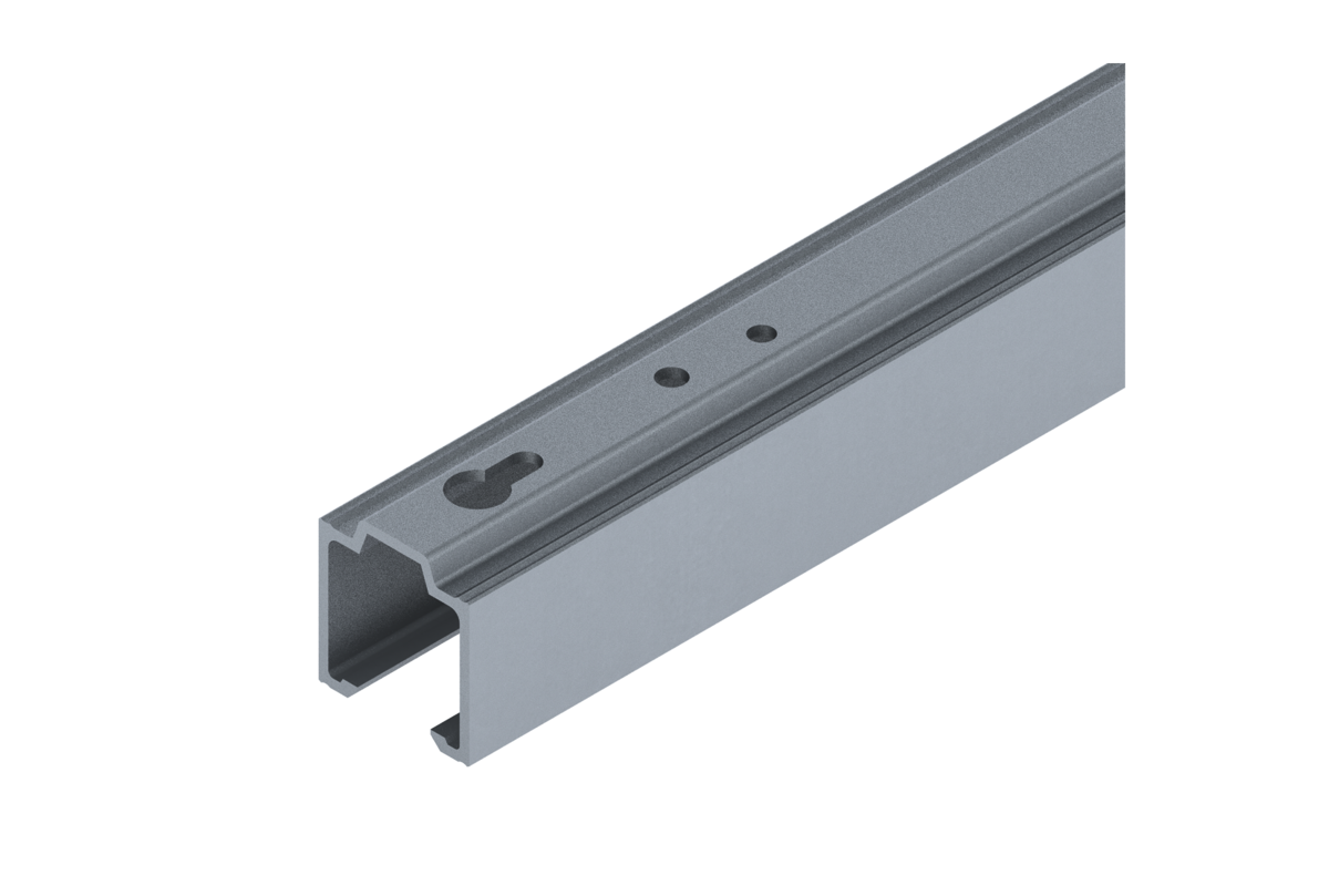 Woelm HELM 53/73 Laufschiene Aluminium blank, 1300 mm, oben gelocht
