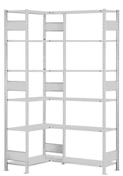 Schulte Eckregal 2500x1000x300mm 2x6 Fachböden RAL 7035 lichtgrau