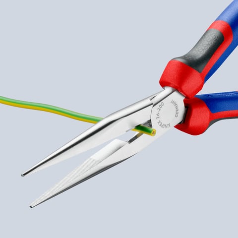 Knipex Flachrundzange mit Schneide (Storchschnabelzange) 26 15 200 200mm verchromt mit Comfort-Griffen