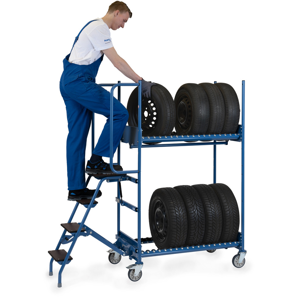 Fetra Reifen-Kommissionierwagen 4562 Stahlrohr Profilstahl pulverbeschichtet 250kg Tragkraft