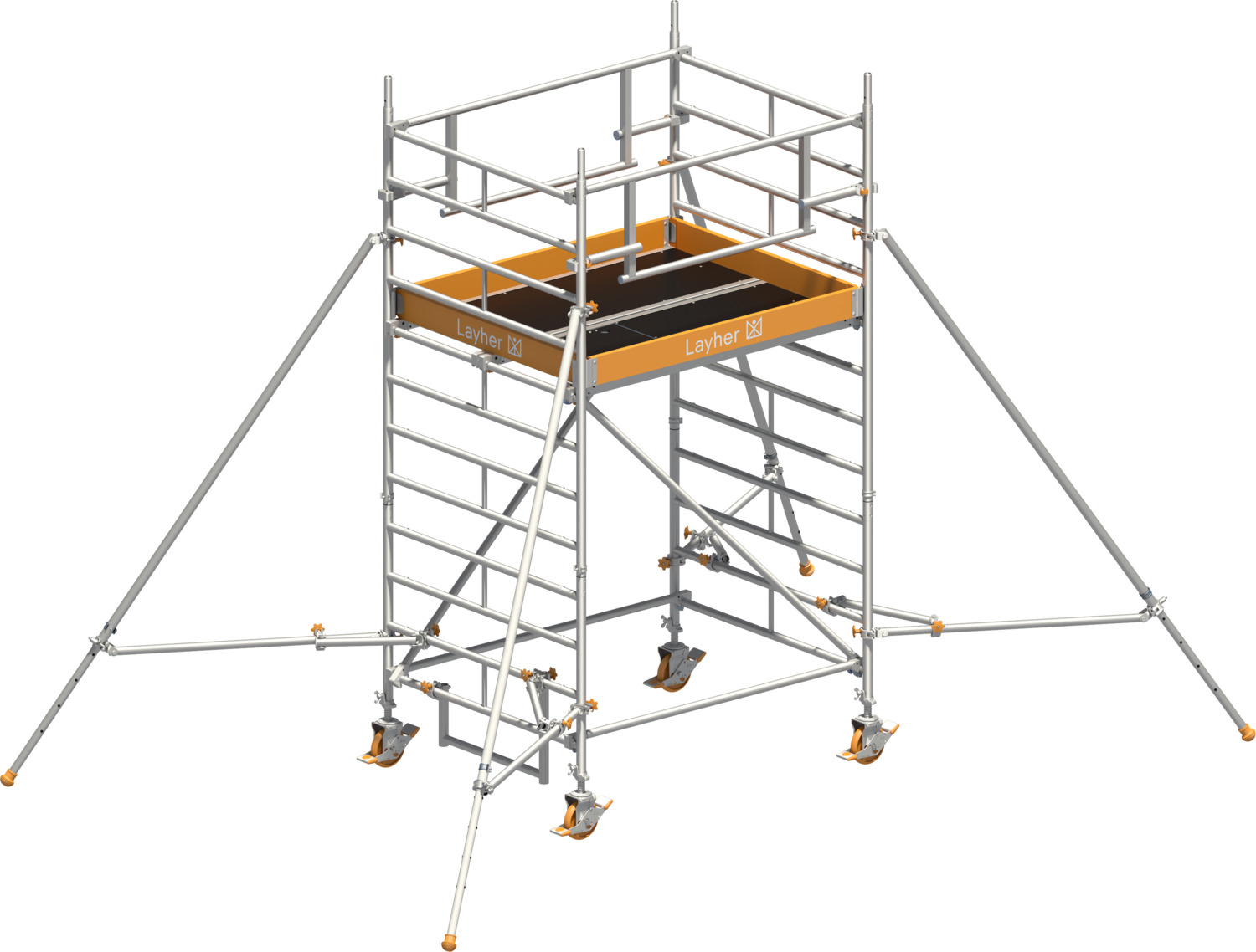 Layher Uni Kompakt P2 SAFETY PLUS mit Doppelgeländer und Gerüststützen Product picture