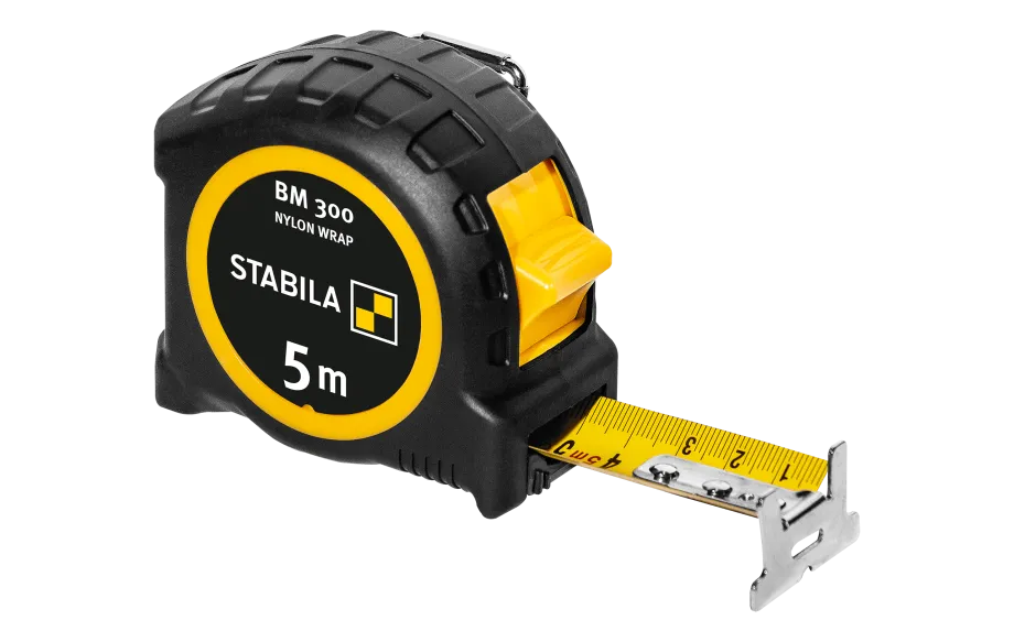 Stabila Taschenbandmaß BM 300, 8 m, Maßband mit doppelseitiger metrischer Skala