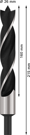 Bosch PRO Ahşap Matkap Ucu 26 mm, hassas delme işlemleri için., Holzbohrer, Spiralbohrer, 26 mm, Schwarzer Bohrer, Metallschaft