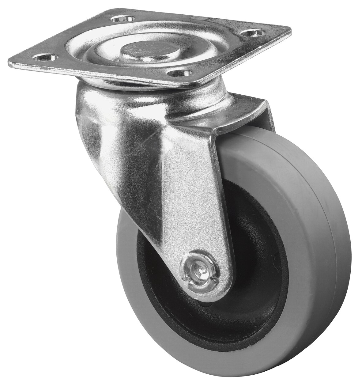 BS Rollen Lenkrolle A200.A80.050 mit Anschraubplatte 50 mm Gummirad Gleitlager