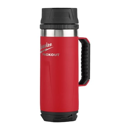 Milwaukee PACKOUT Isolierbecher 532 ml mit Griff und Trinkdeckel rot