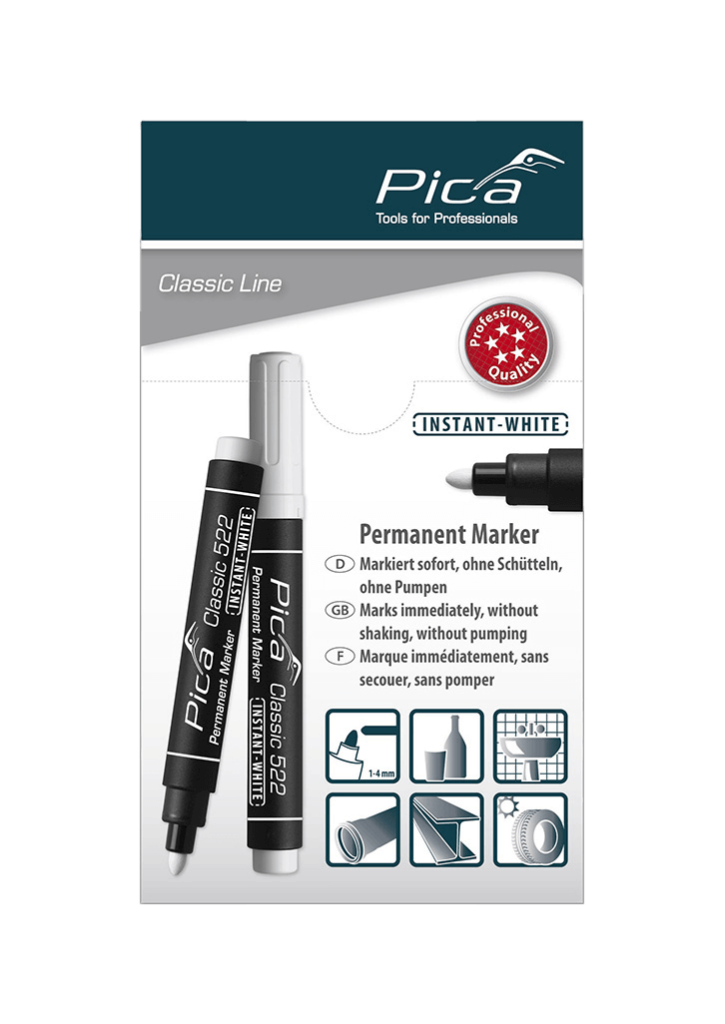 Pica Classic Permanentmarker 522/52 Instant White Rundspitze 1-4 mm weiß