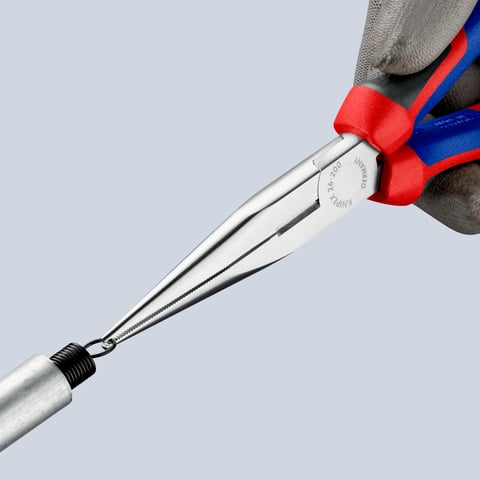 Knipex Flachrundzange mit Schneide (Storchschnabelzange) 26 15 200 200mm verchromt mit Comfort-Griffen