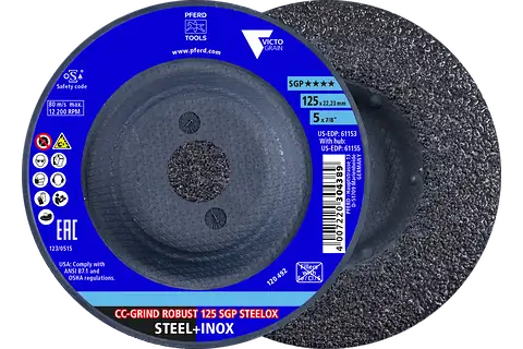 Pferd CC-GRIND ROBUST SGP STEELOX Schleifscheibe 125x22,23mm für Stahl/Edelstahl