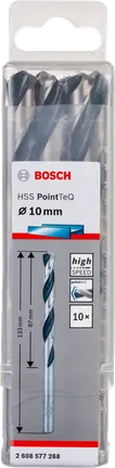 Bosch HSS PointTeQ 10 mm twist drill bit set.