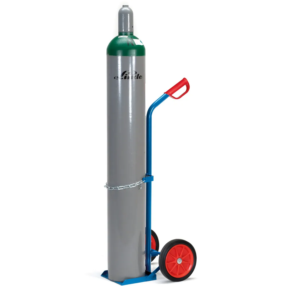 Fetra Stahlflaschenkarre 51101 für 1x 20-50L Flasche, 100kg Tragkraft, Vollgummi-Bereifung