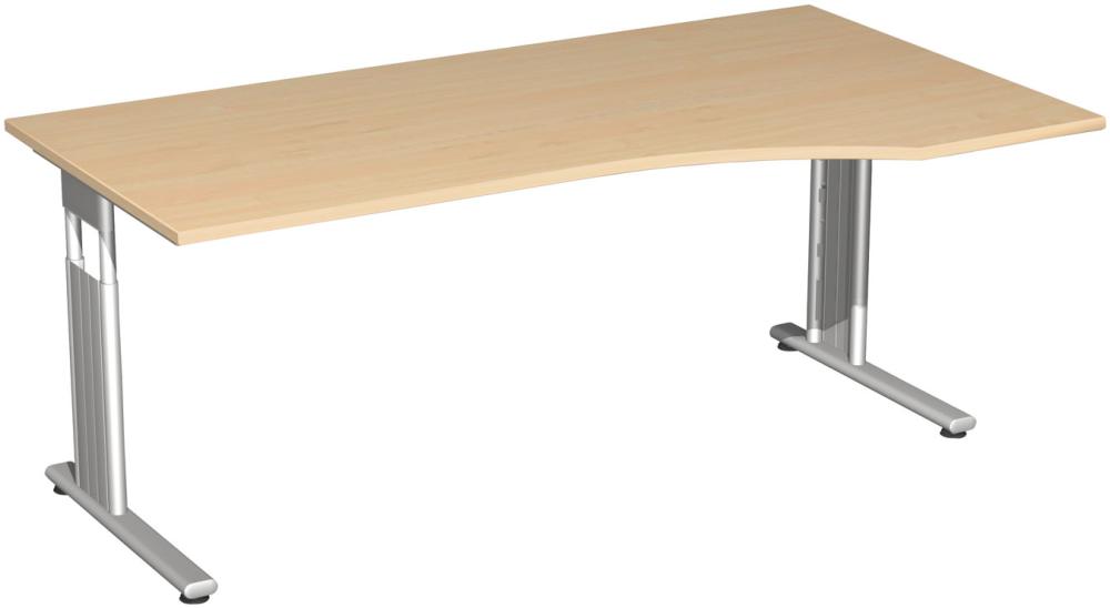 Geramöbel Schreibtisch Flex, C-Fuß, HxBxT: 680–820x1800x800/1000 mm (rechts)