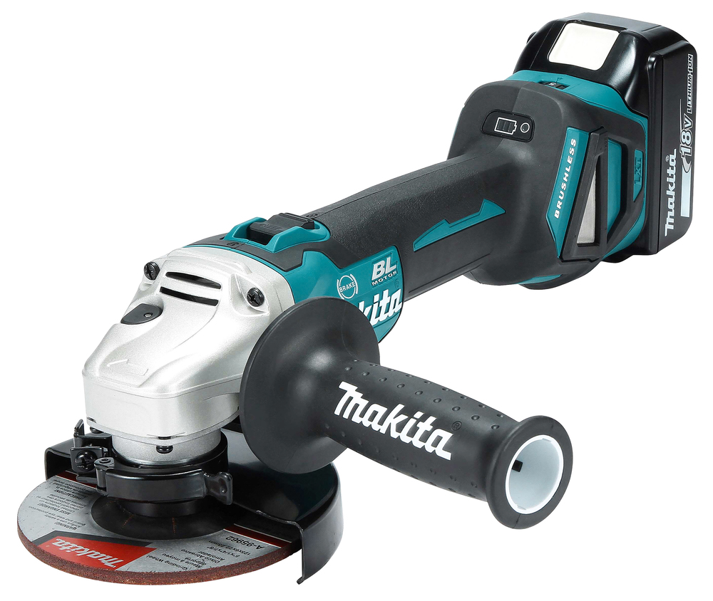 Makita DGA513RTJ Akku-Winkelschleifer 18V 125mm 3000-8500min⁻¹ mit 2x 5.0Ah Akkus