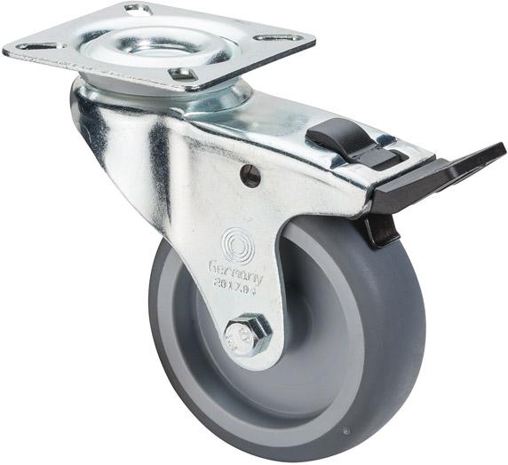 Produktbild BS Rollen Transportgeräterolle, Lenkrolle mit Platte mit Totalfeststeller