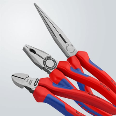 Knipex Montage-Paket 00 20 11 3-teilig mit Kombizange, Seitenschneider, Flachrundzange