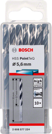 Bosch HSS PointTeQ 5.6mm twist drill bits pack., HSS-Metallbohrer, Spiralbohrer, 5,6 mm, 10er-Set, Bosch