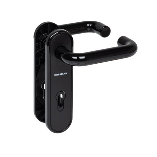 Produktbild Hörmann ZK-Drückergarnitur mit Kurzschild PZ gelocht schwarz, 8mm Vierkant