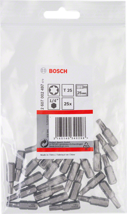 Bosch T25 schroevendraaierbits van 25 mm., Bosch Bitset, Schrauberbits, Sechskantaufnahme, T25, 1/4 Zoll
