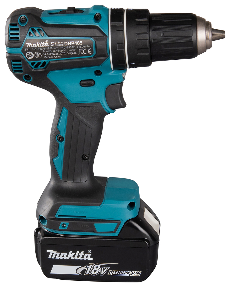 Makita Akku-Schlagbohrschrauber DHP485RTJ 18V 5.0Ah mit 2 Akkus und Ladegerät im MAKPAC