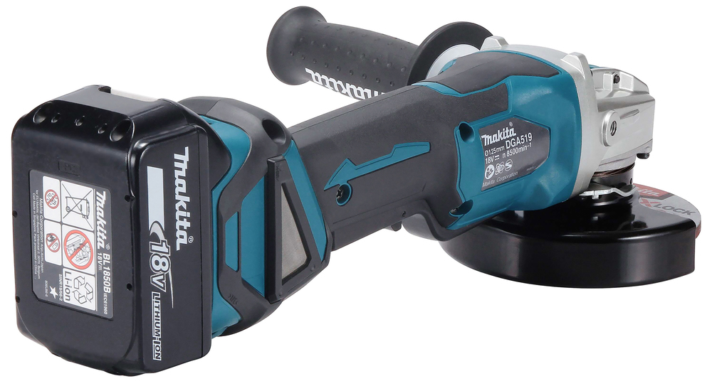 Makita Akku-Winkelschleifer DGA519RTJ 18V 125mm X-LOCK bürstenloser Motor