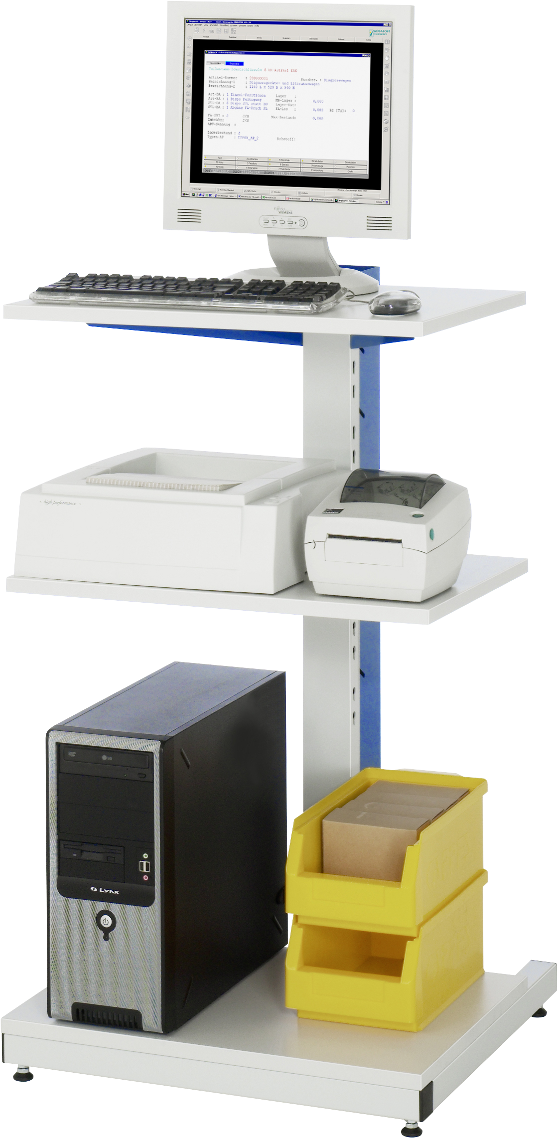 Rau Computerständer Modell 6001 stationär 650x650x1150mm RAL7035/RAL5010