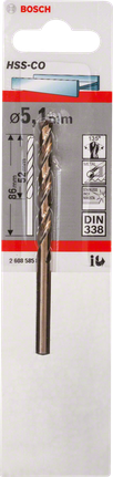 Bosch HSS-Co Metallbohrer 5,1 mm DIN 338., Metallbohrer, HSS-Co, Spiralbohrer, 5,1 mm, DIN 338