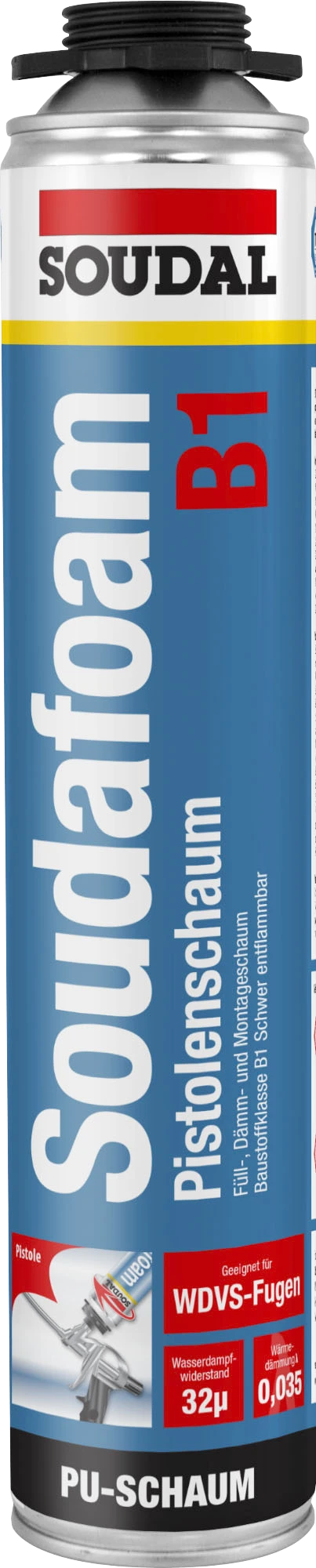 Soudal Soudafoam Gun B1 Profi-Pistolenschaum schwer entflammbar 750 ml