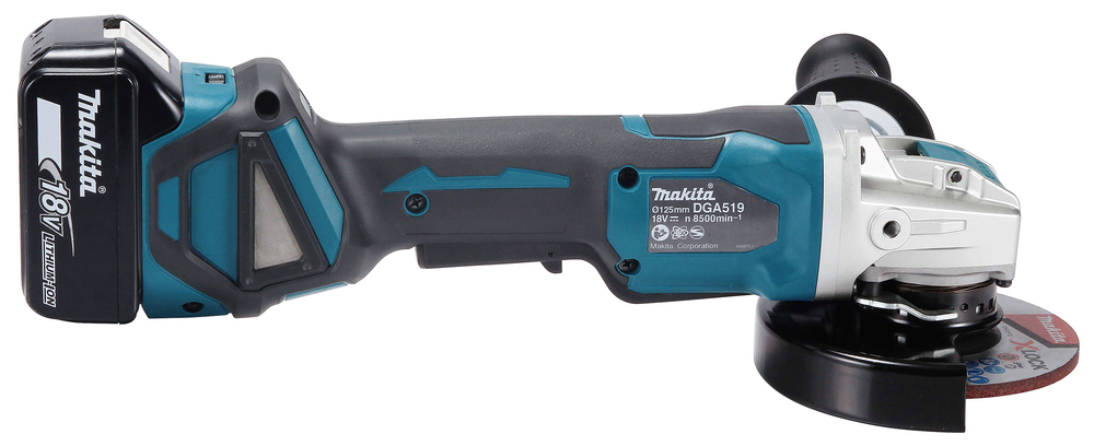 Makita Akku-Winkelschleifer DGA519RTJ 18V 125mm X-LOCK bürstenloser Motor