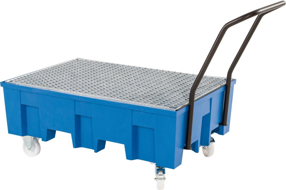 asecos Auffangwanne PE 2-Fass fahrb.verz. Rost 865x1245