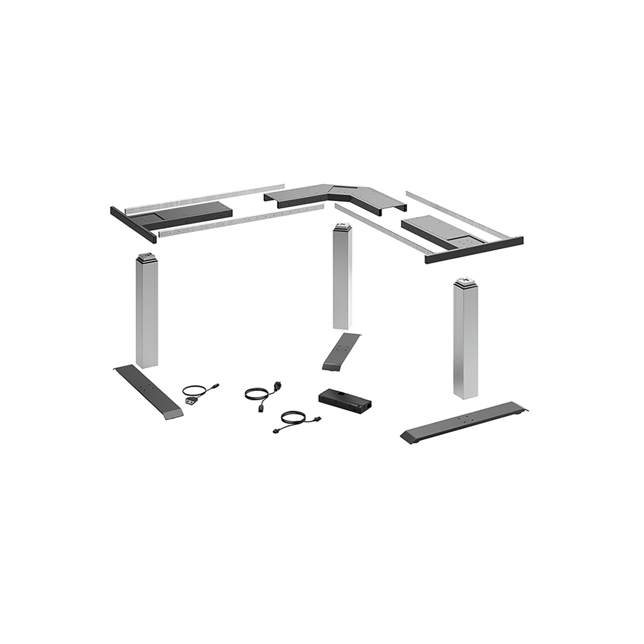HETTICH LegaDrive Systems Tischgestell-Set 90°-Winkel, silber, graphitgrau