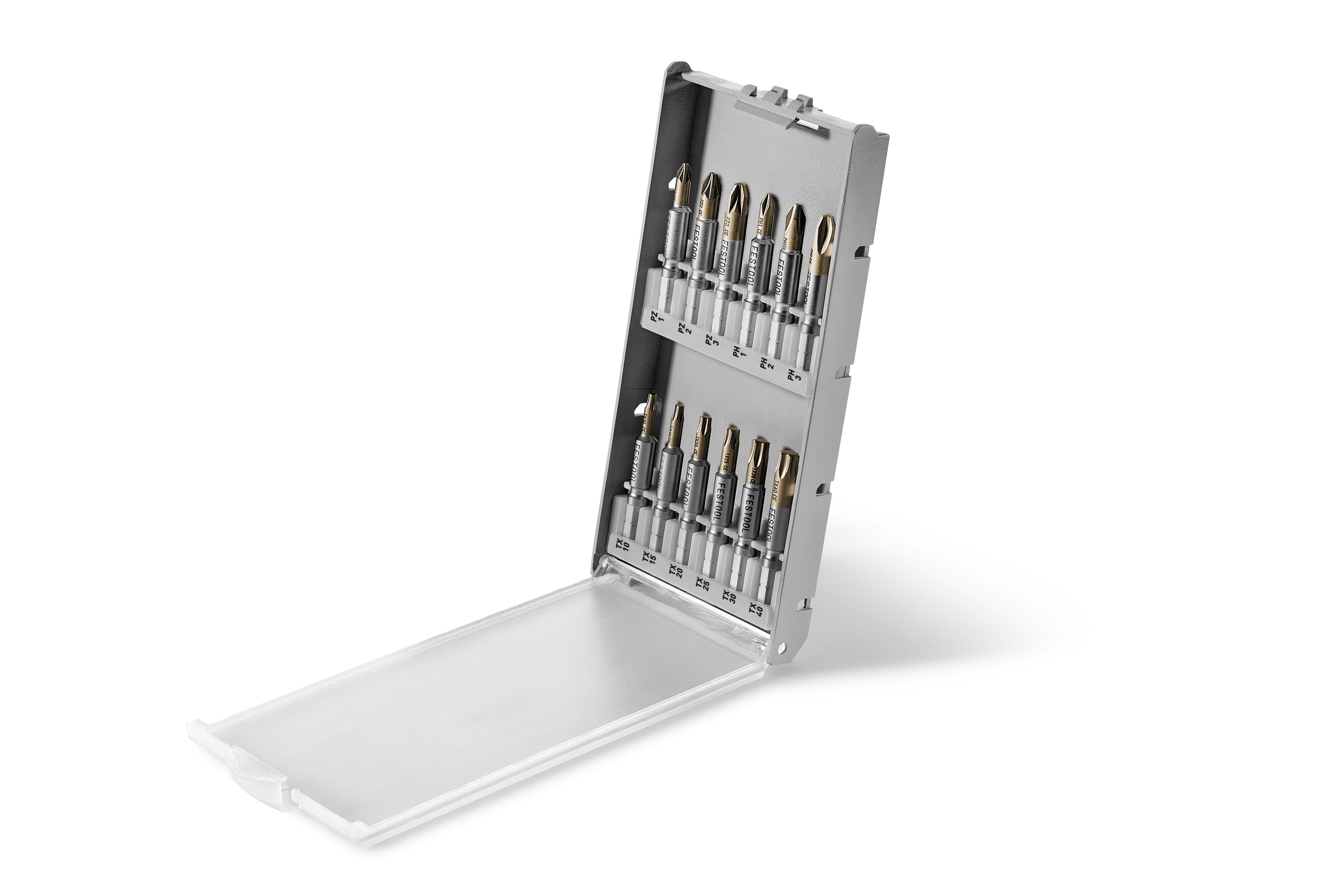 Bitkassette BKS SYS3 50mm CE, Präzisions-Bits, Schrumpfbohrer-Set, Metallhülle, metallisch, Schraubbits